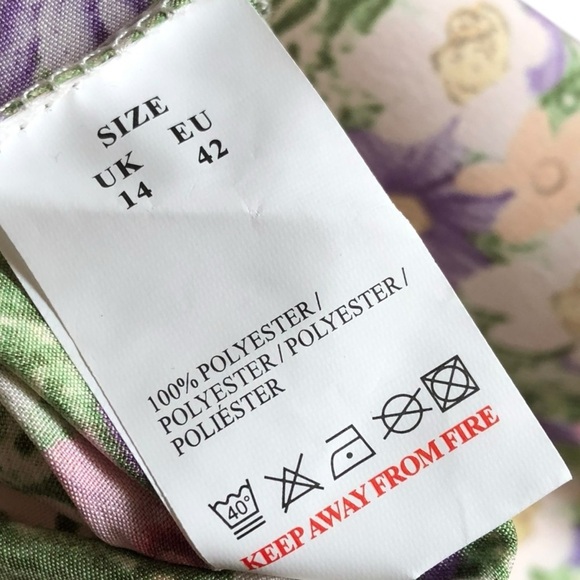 QED London Floral Maxi Dress Shirred Bodice Size 14 Green - Picture 13 of 13